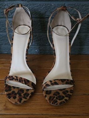 Wild Diva Leopard Print Ankle-Strap Heels - Brown & Black